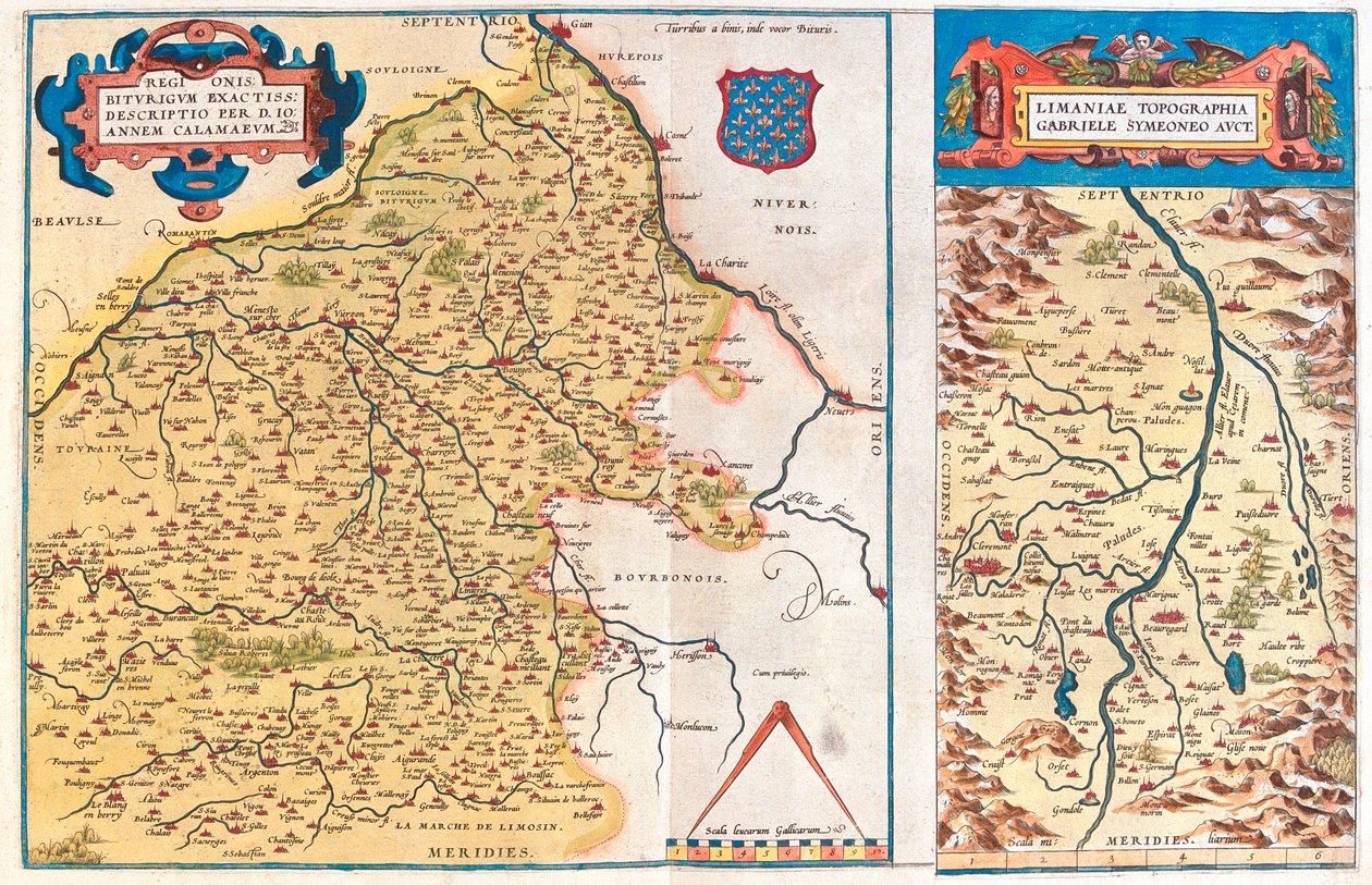 Region-a: Centre, Burgund, Auvergne, Limousin Region-b: Auvergne, Frankreich von Abraham Ortelius