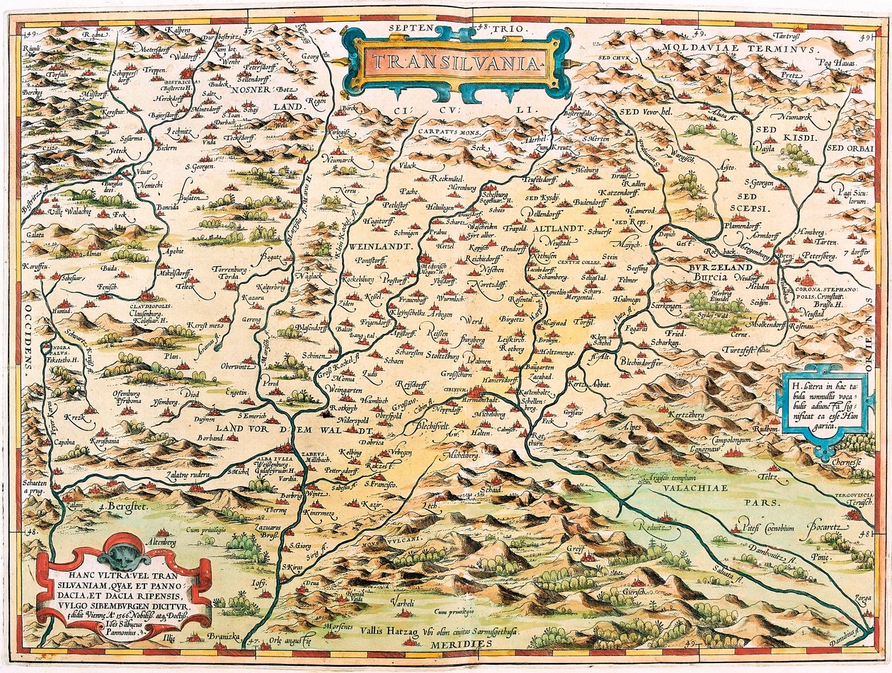 Transilvania Geographische Karte des Gebiets Transilvania (Siebenbürgen) aus „Theatrum Orbis Terrarum“ von Abraham Ortelius von Abraham Ortelius