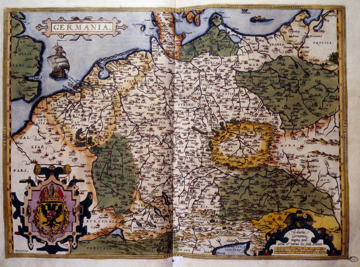 Ansicht von Preußen. Tafel aus einer Ausgabe von „Theatrum Orbis Terrarum“ des Kartographen Abraham Ortelius (1527-1598) von Abraham Ortelius