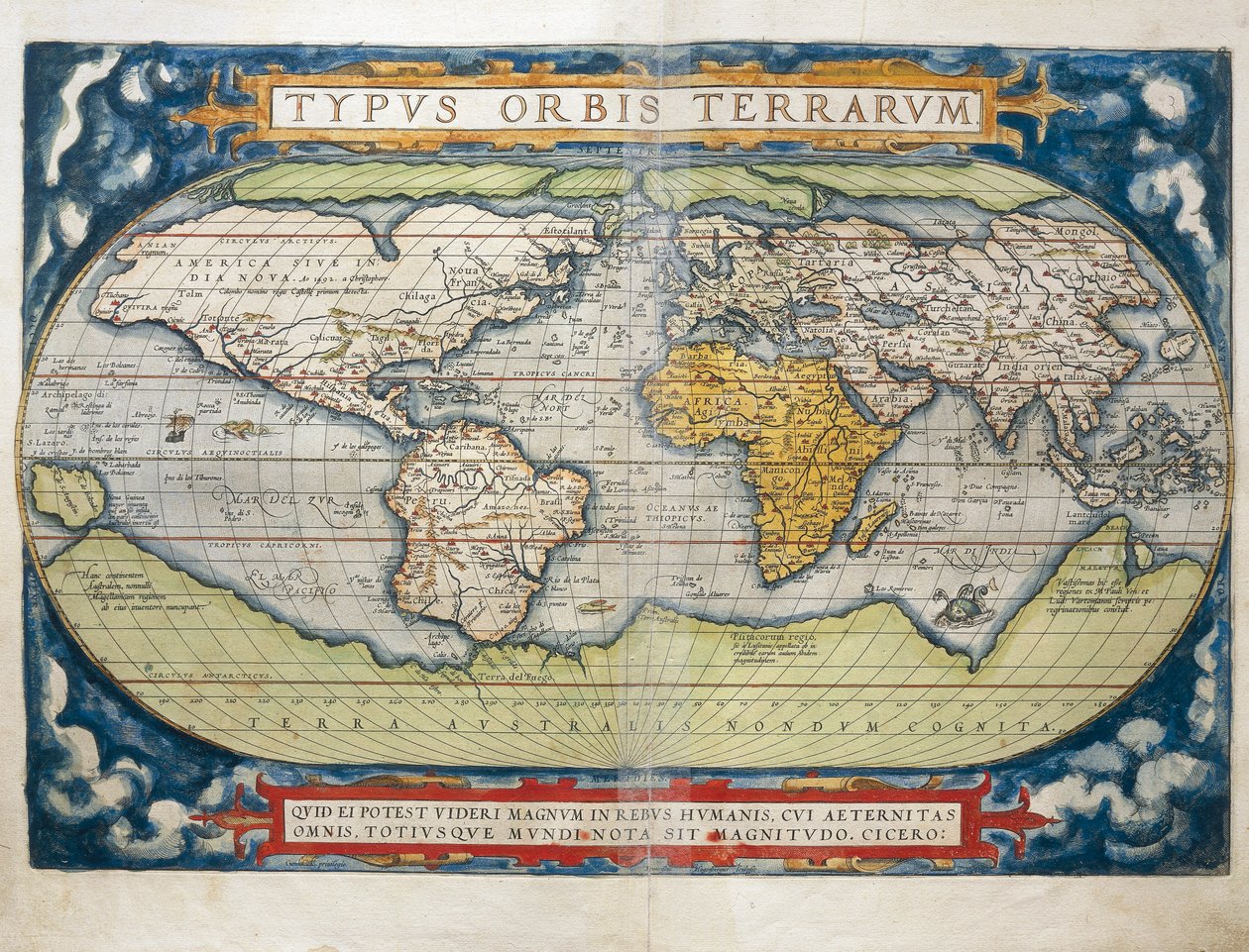 Weltkarte aus Theatrum Orbis Terrarum von Abraham Ortelius von Abraham Ortelius