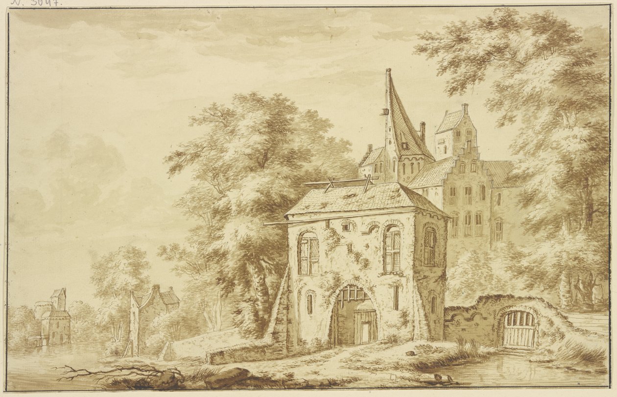 Stadttor mit Fallgatter von Abraham Rademaker