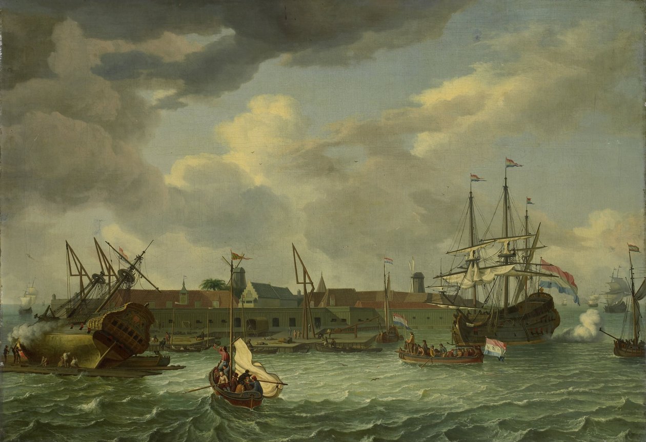 Die Insel Onrust bei Batavia (Jakarta) von Abraham Storck (manner of)