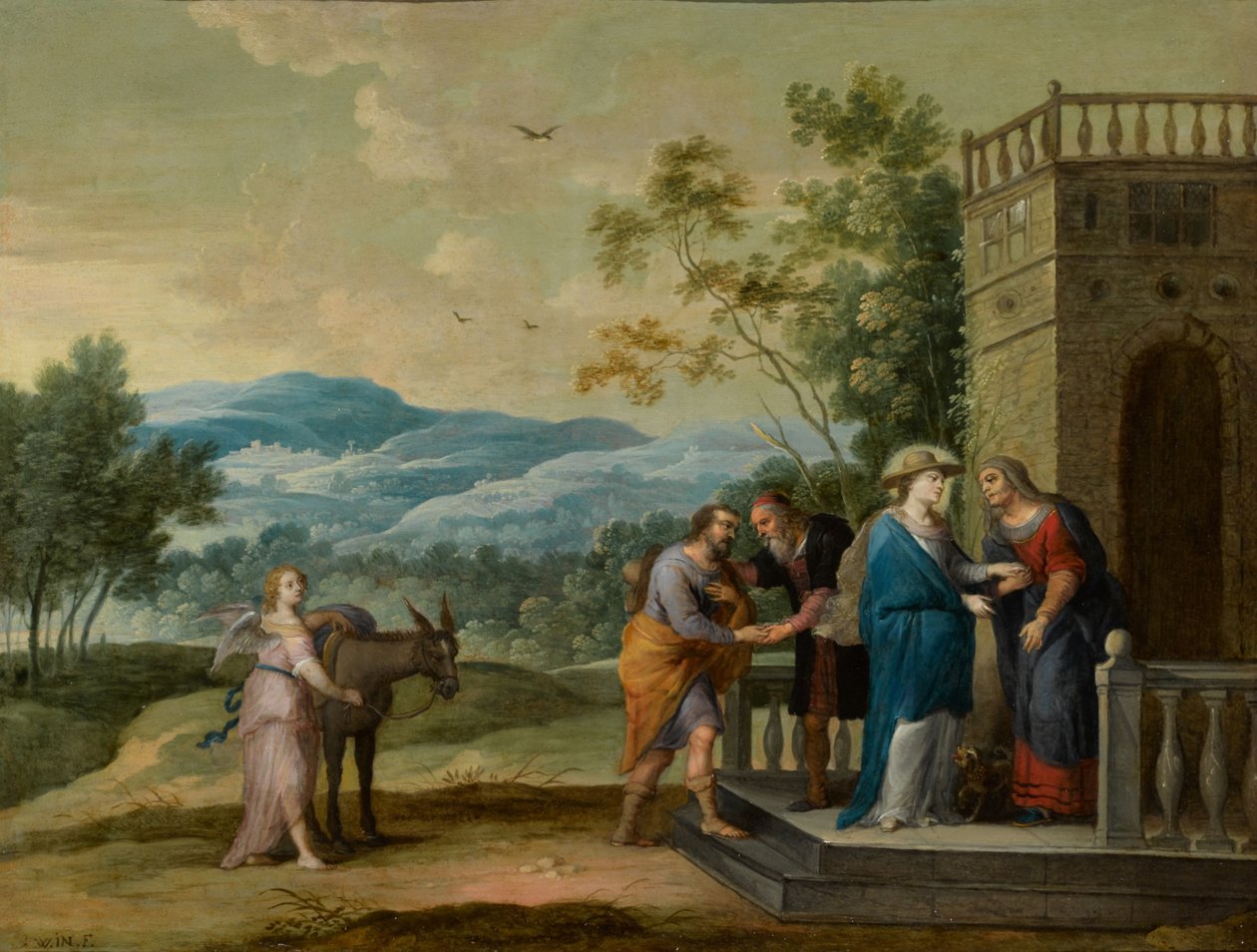 Die Heimsuchung: Maria und Elisabeth schütteln sich die Hände von Abraham Willemsens
