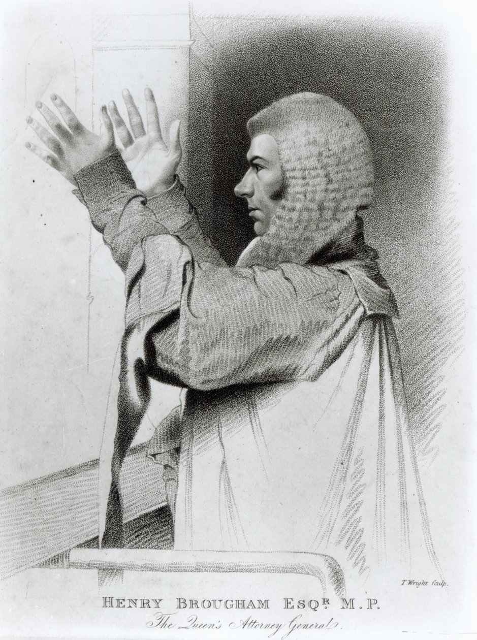 Henry Brougham Esq MP, der Anwalt der Königin, graviert von T.Wright, 1821 von Abraham Wivell