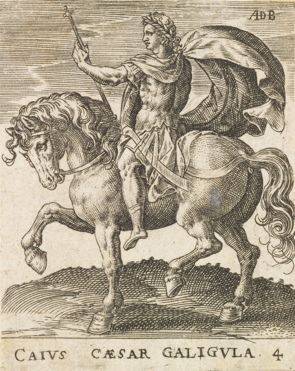 Caius Caesar Galigula von Zwölf Kaiser zu Pferd von Abraham de Bruyn