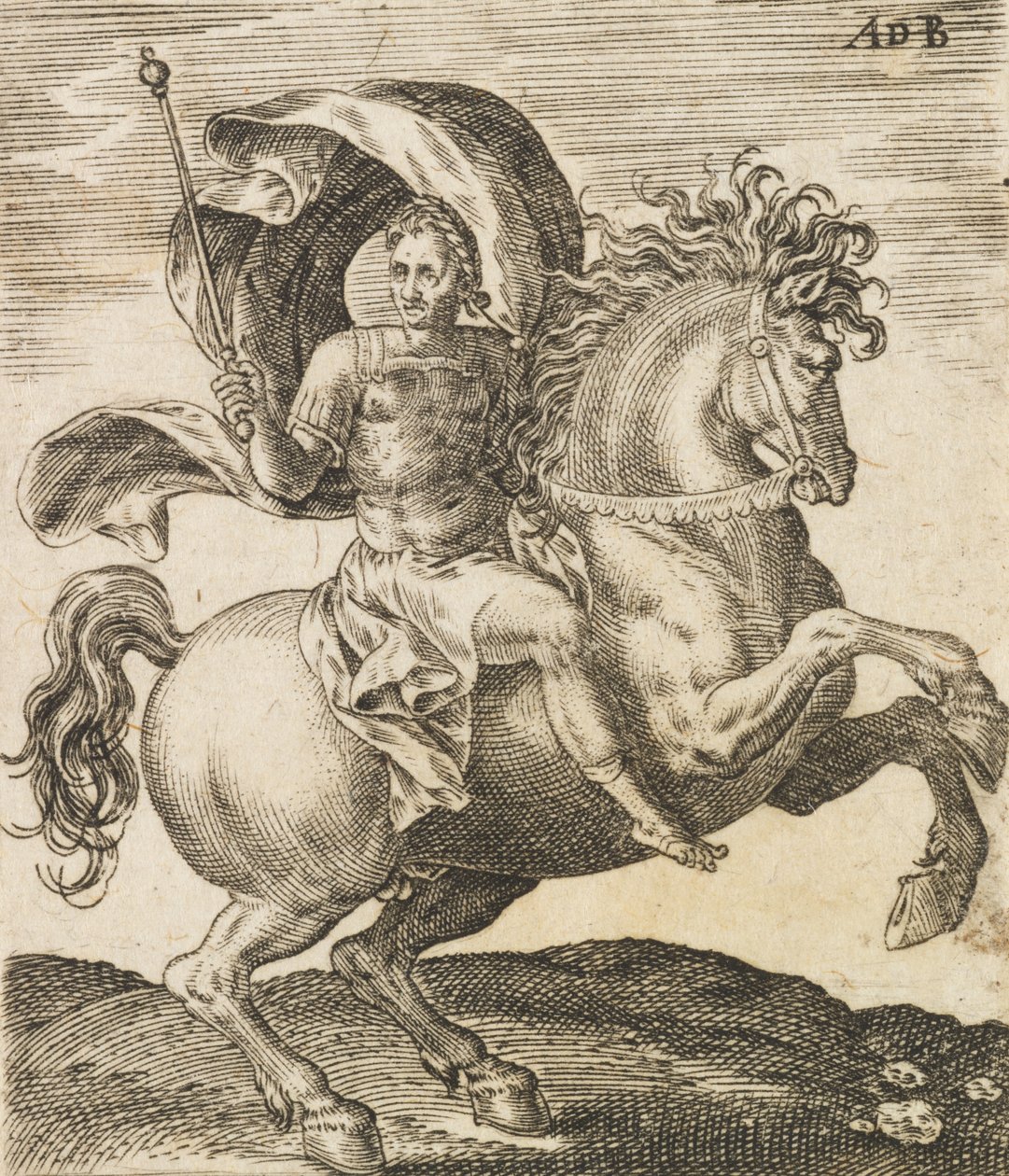 Sergius Galba aus Zwölf Kaiser zu Pferd, ca. 1565-1587 von Abraham de Bruyn