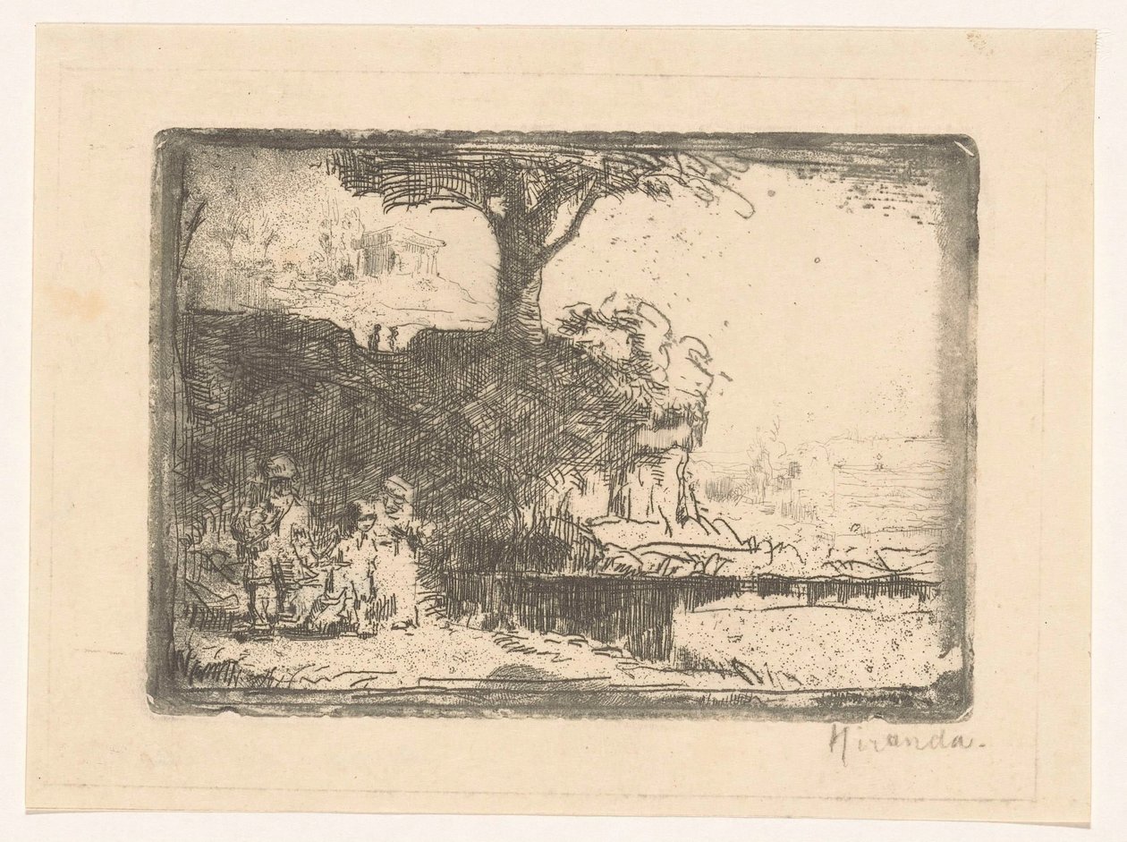 Landschaft mit drei Figuren von Abraham de Miranda (signed by artist)