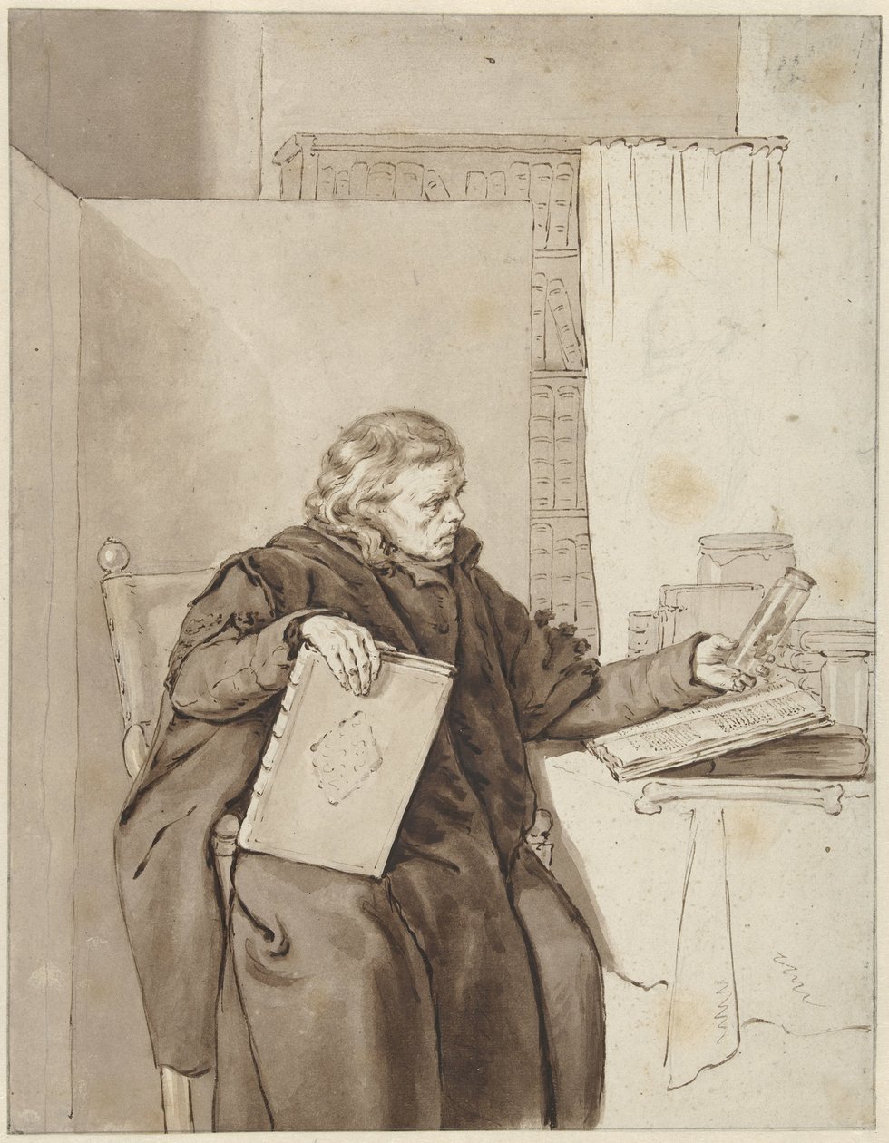 Porträt eines alten Mannes in einem Studierzimmer von Abraham van Strij (I)
