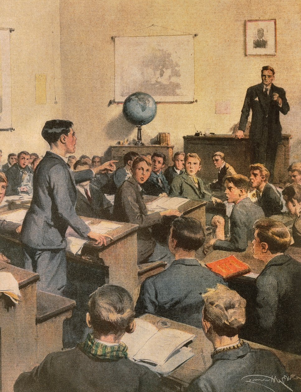 Bekämpfung des Analphabetismus, Kinder in der Schule von Achille Beltrame