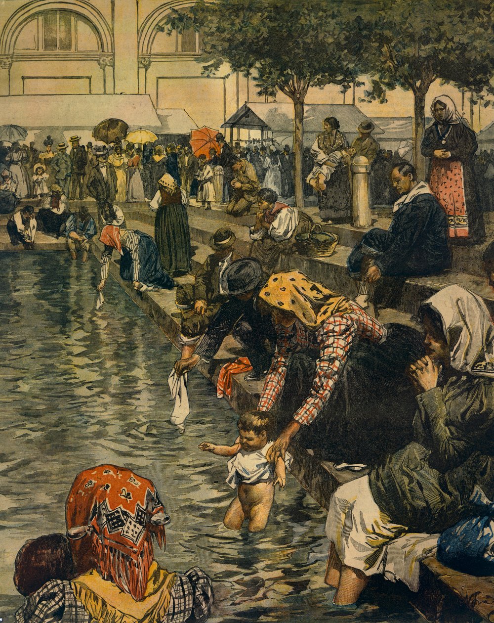 Wallfahrt nach Caravaggio: Baden in den wundersamen Wassern von Achille Beltrame