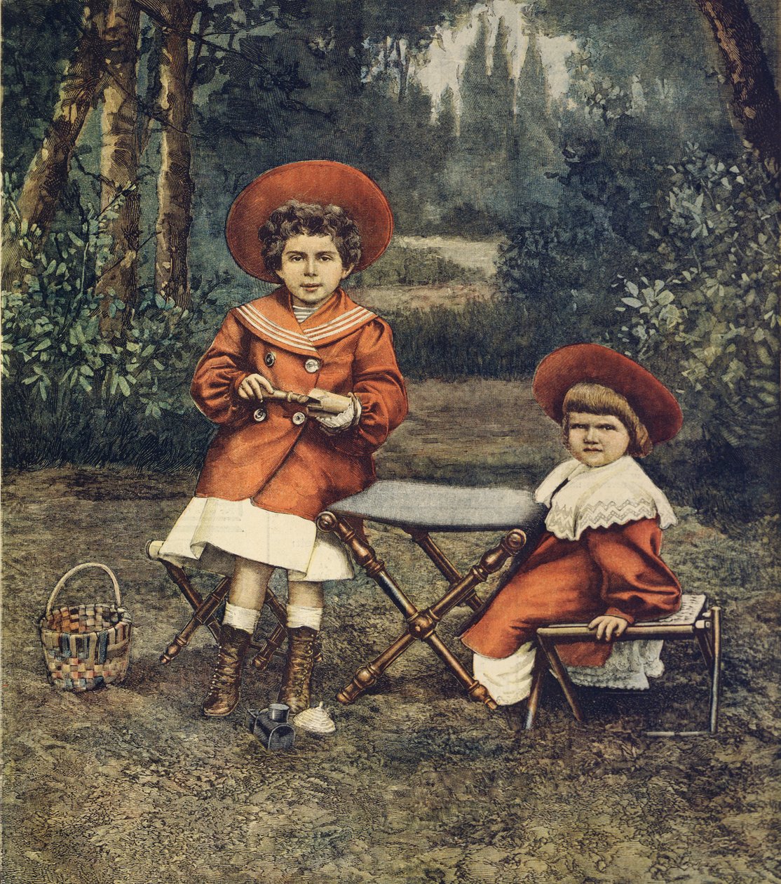 Prinzessinnen Jolanda und Mafalda, Töchter des Königs, in den Gärten des Quirinal von Achille Beltrame