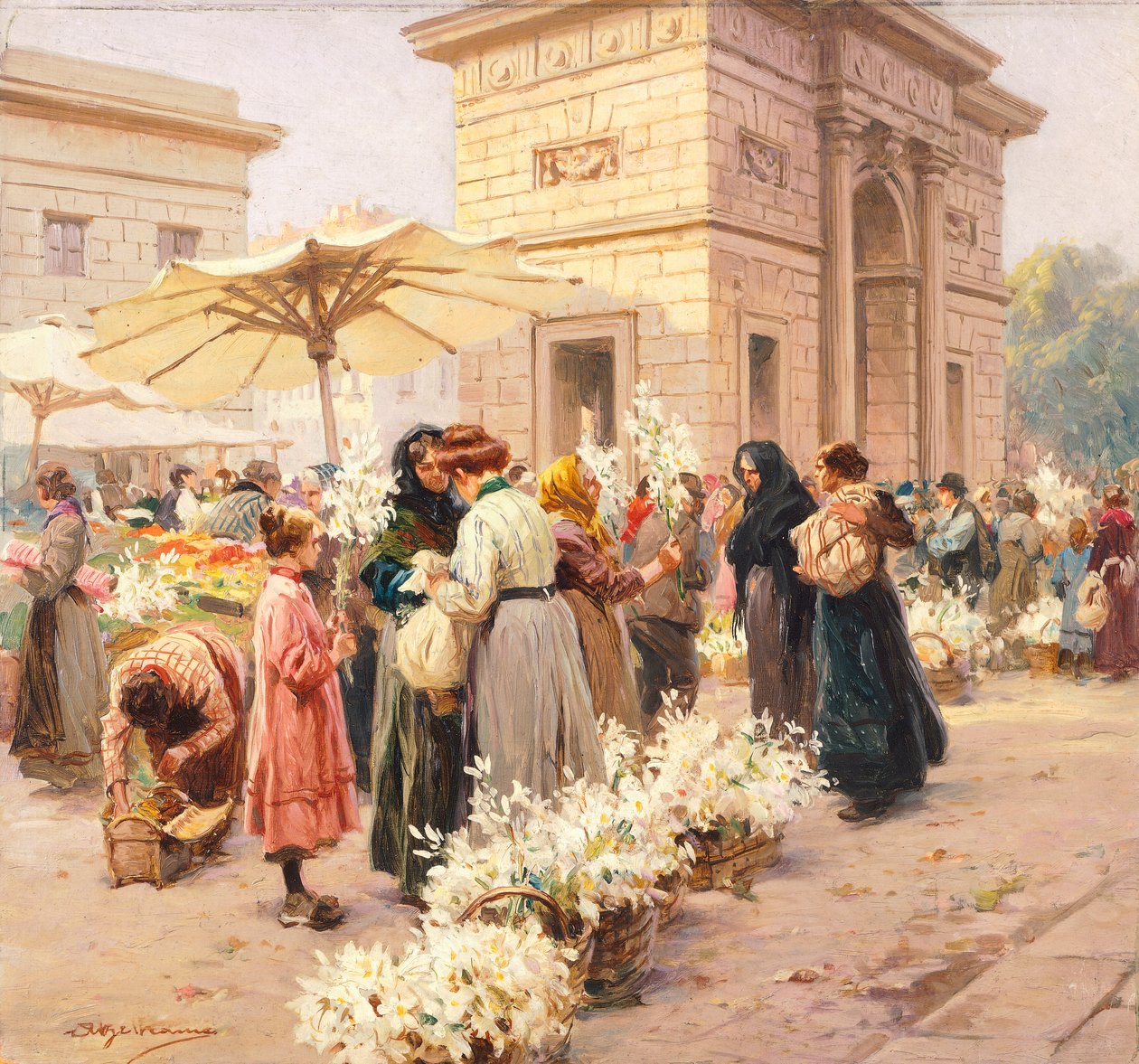 Der Lilienmarkt am Porta Garibaldi in Mailand von Achille Beltrame