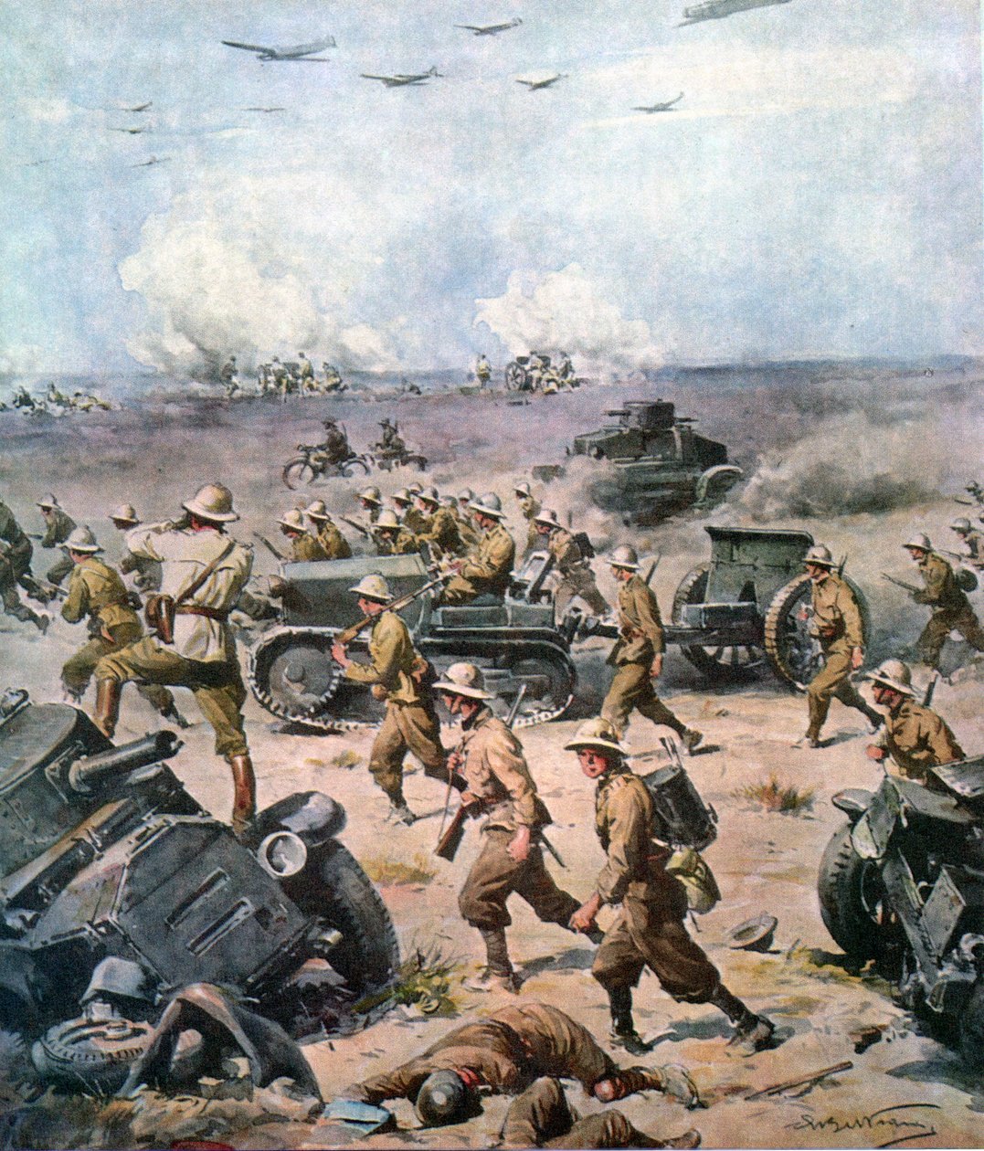 Zweiter Weltkrieg-1940 Nordafrika-Feldzug-Die italienische Invasion Ägyptens, La Domenica del Corriere 22. September 1940 von Achille Beltrame