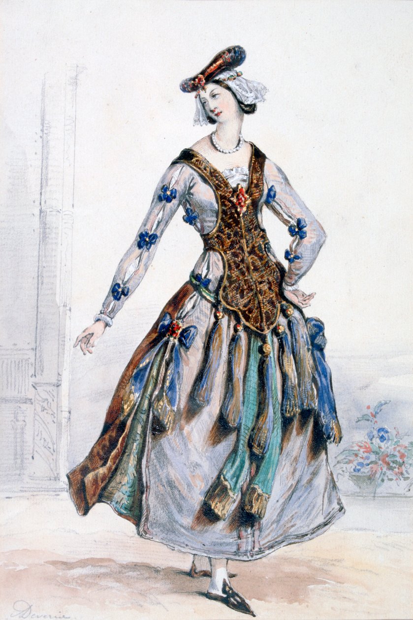 Mademoiselle Sophie, Kostümentwurf für eine Oper, um 1820-1857 von Achille Devéria