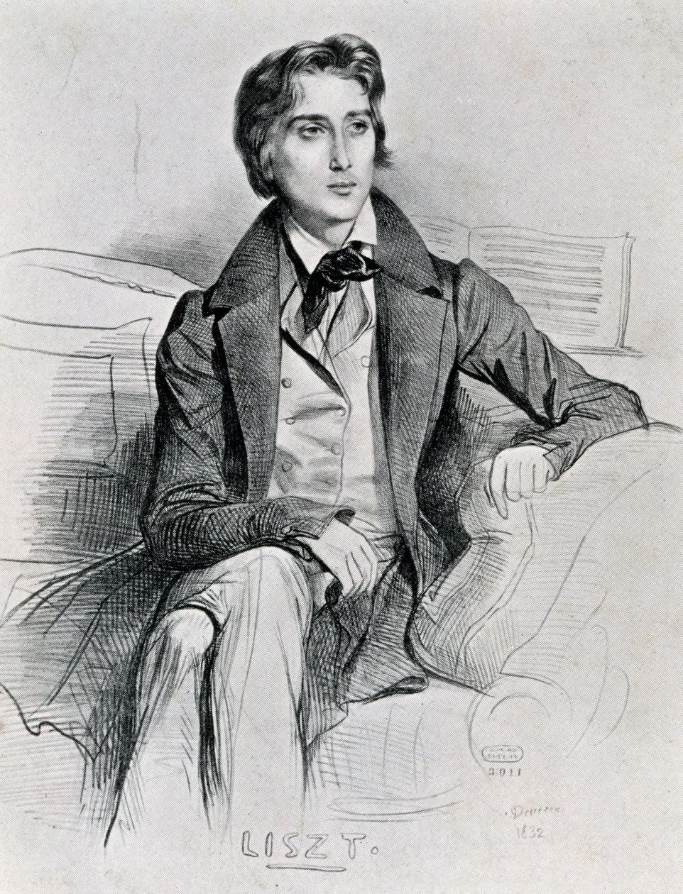 Porträt des ungarischen Komponisten und Pianisten Franz Liszt (Doborjan) von Achille Devéria