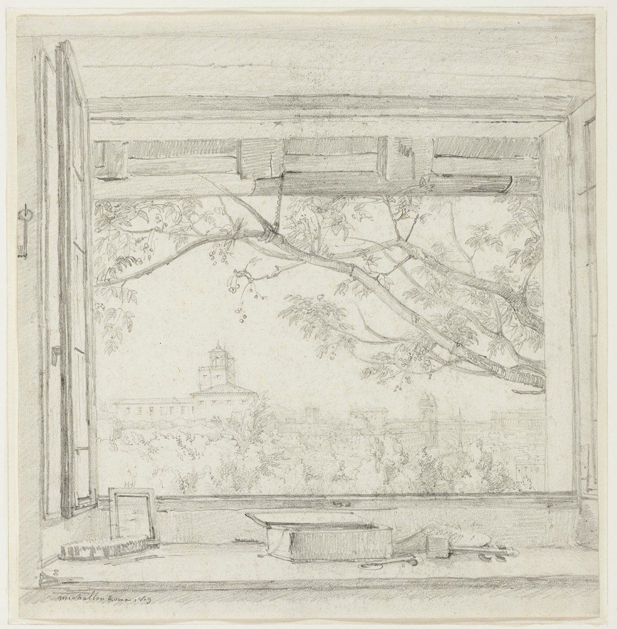 Blick auf die Villa Medici und Sta Trinità dei Monti aus Ingres