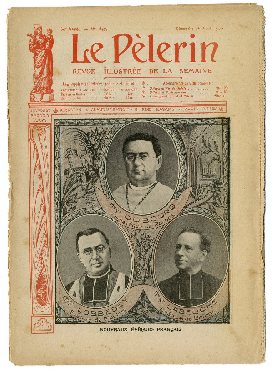 Illustration von Achille Lemot (1846-1909) für das Cover von Le Pelerin, 26/08/06 - Neue englische Bischöfe - Religion Glaube, Katholizismus - Bischöfe von Achille Lemot