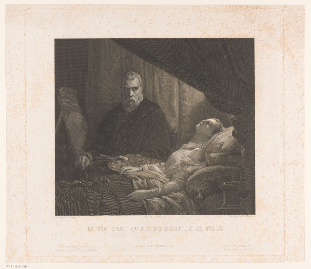 Il Tintoretto porträtiert seine Tochter auf ihrem Sterbebett von Achille-Louis Martinet