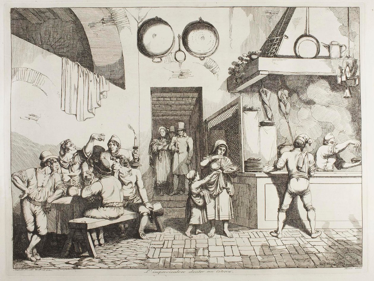 Der Improvisator in einer Osteria von Achille Pinelli