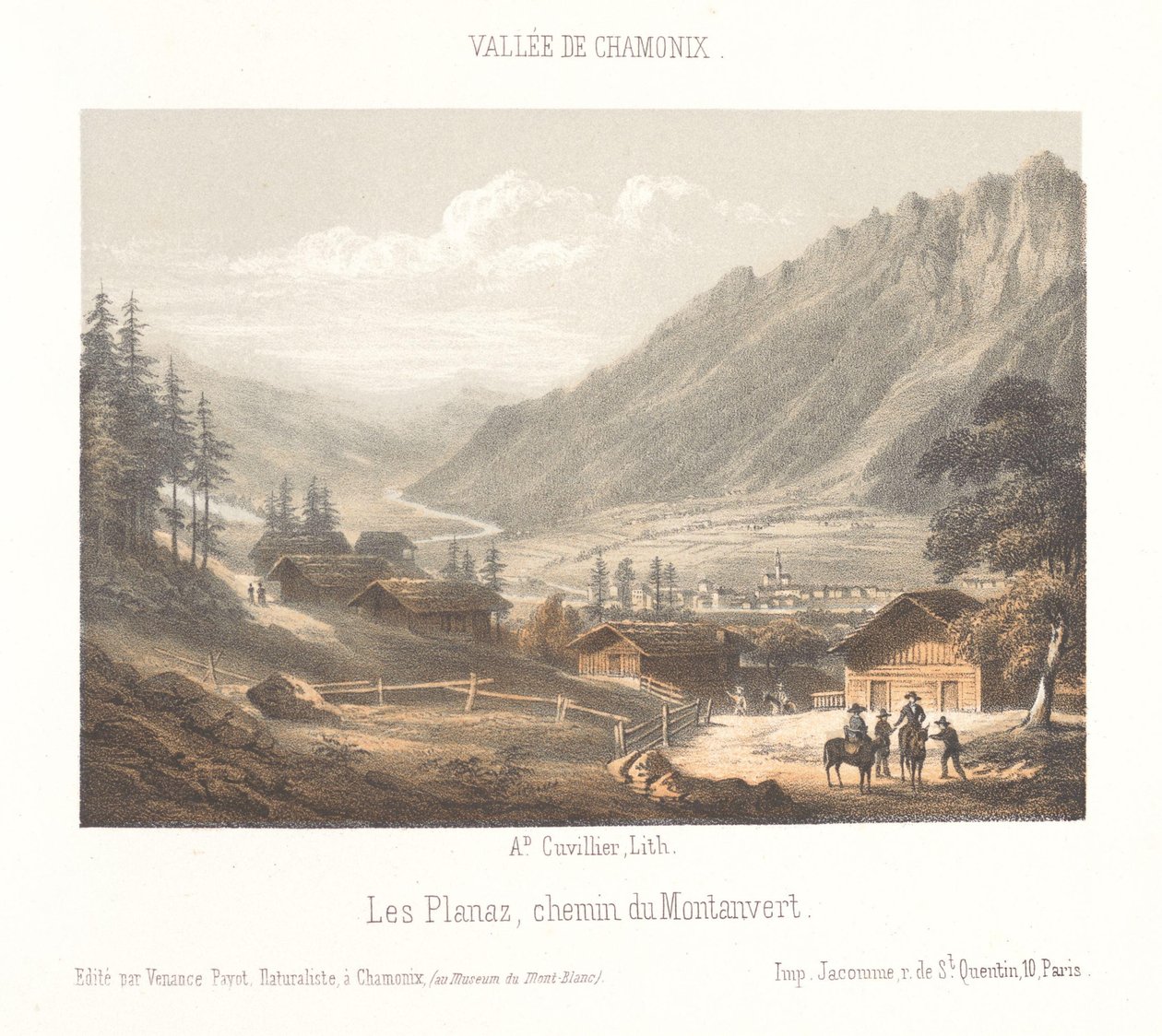 Blick auf den Bergpass Col de Balme (Serie: Erinnerung an Chamonix-Mont-Blanc, Museum du Mont-Blanc) von Ad. Cuvillier