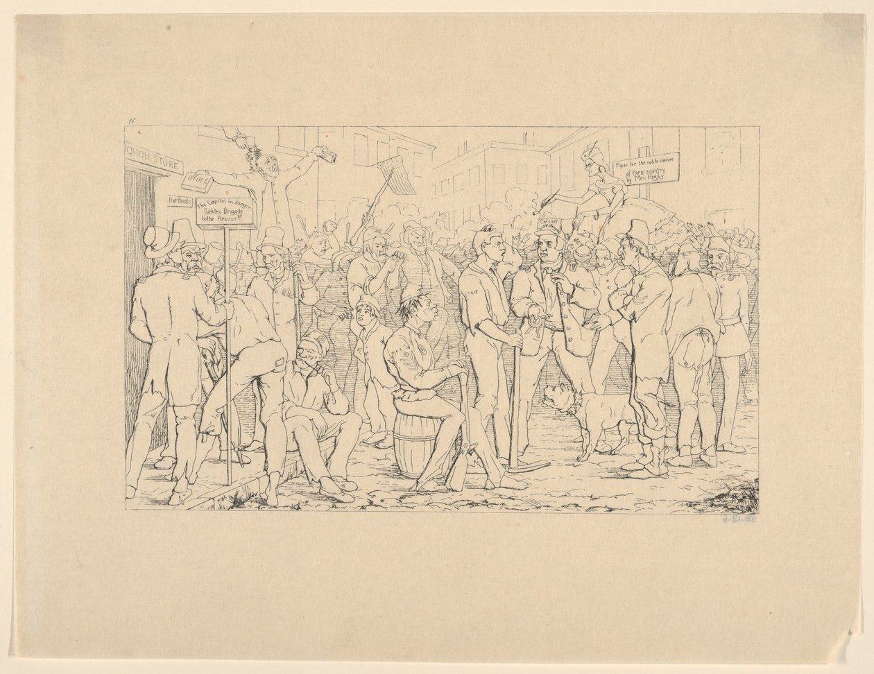 Einberufung der Sickles-Brigade, New York aus Confederate War Etchings, 1861-63 von Adalbert John Volck