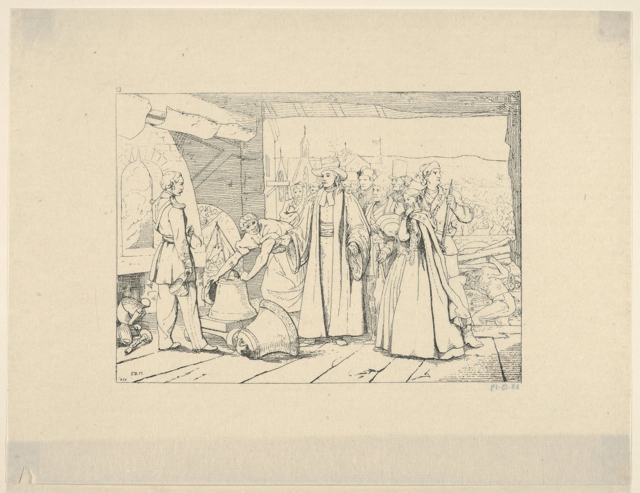 Angebot von Glocken zur Kanonengießerei (aus Confederate War Etchings) von Adalbert John Volck