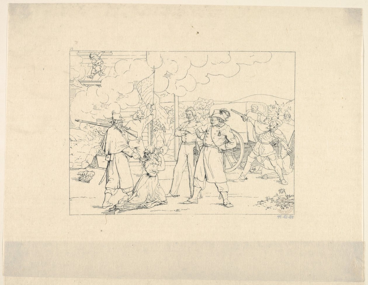 Tapfere Männer, die mit Siegel kämpfen aus Confederate War Etchings von Adalbert John Volck