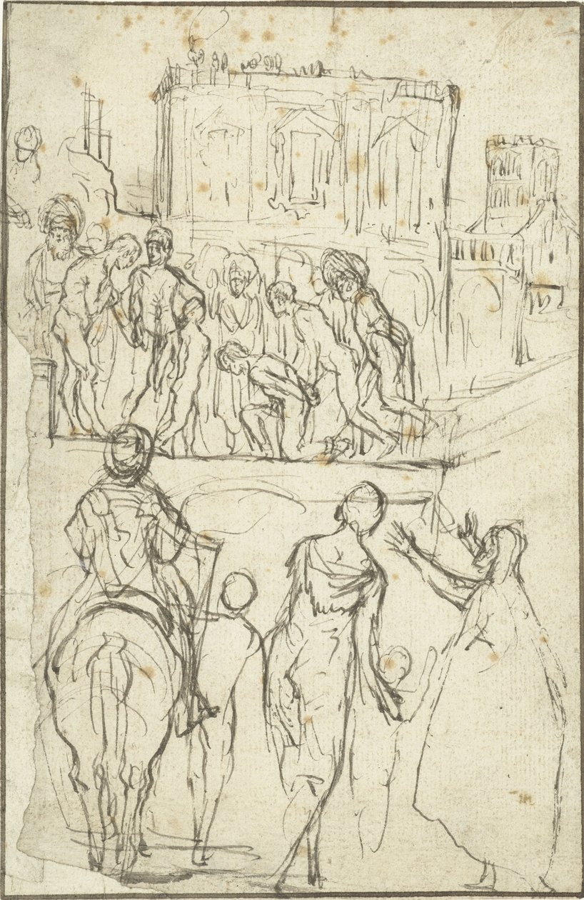 Josephus wird von Nicanor vor Kaiser Vespasianus geführt von Adam Elsheimer