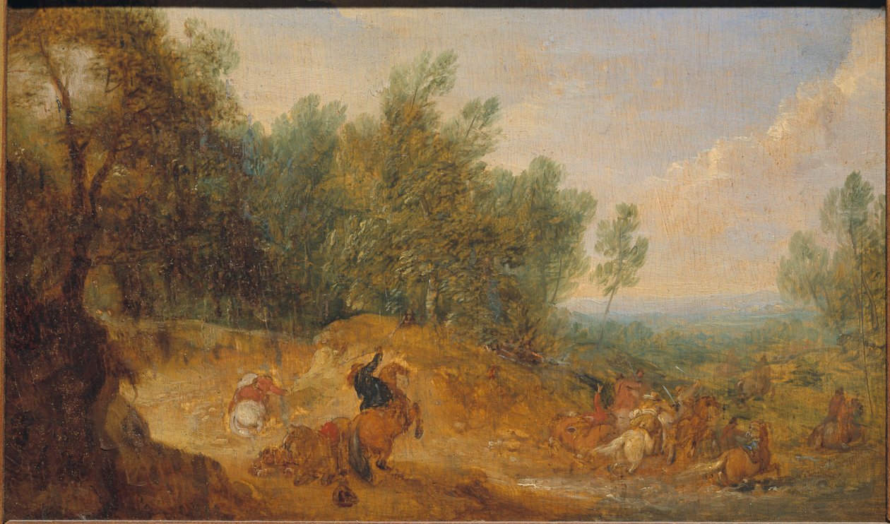Reiter an einer Furt angegriffen von Adam Frans van der Meulen