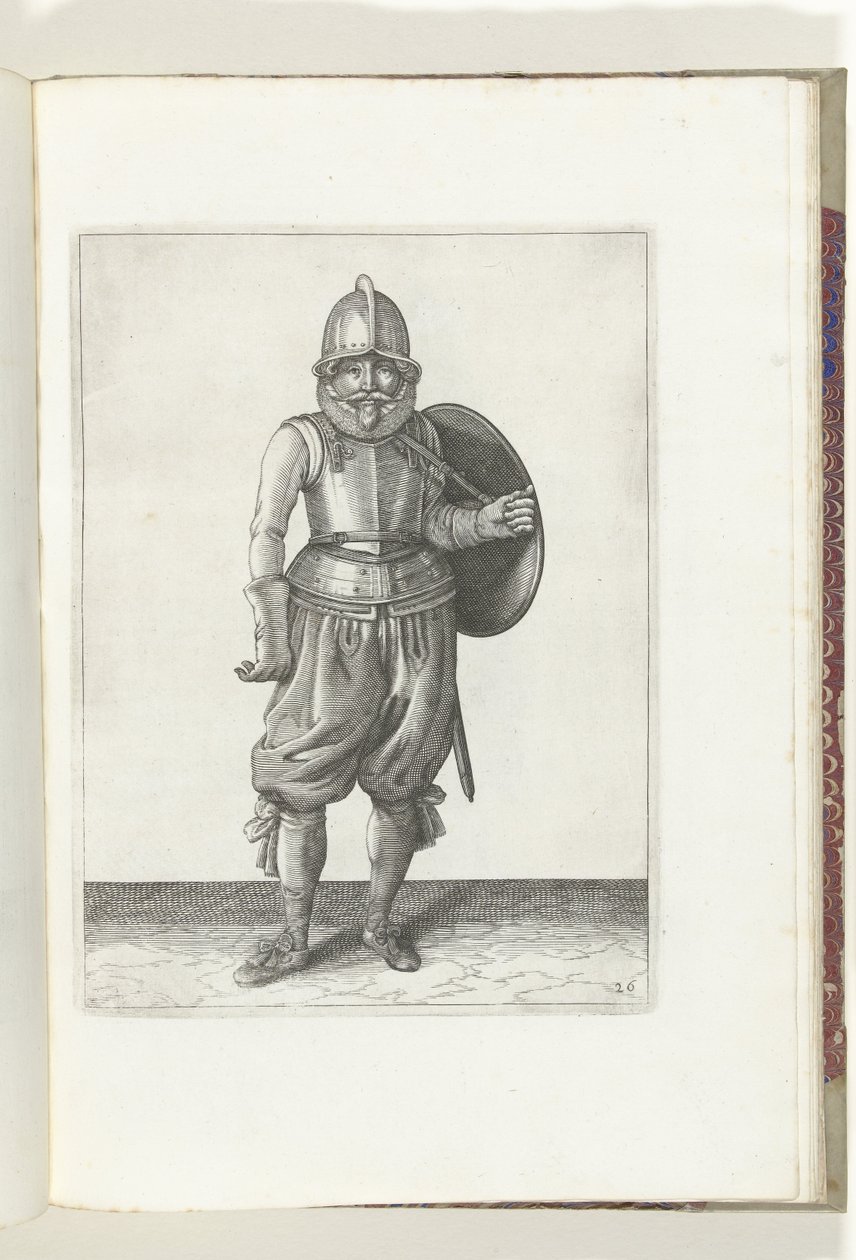 Die Übung mit Schild und Speer: Der Soldat bringt mit seinem linken Arm den Schild zurück auf den Rücken (Nr. 26), 1618 von Adam van Breen