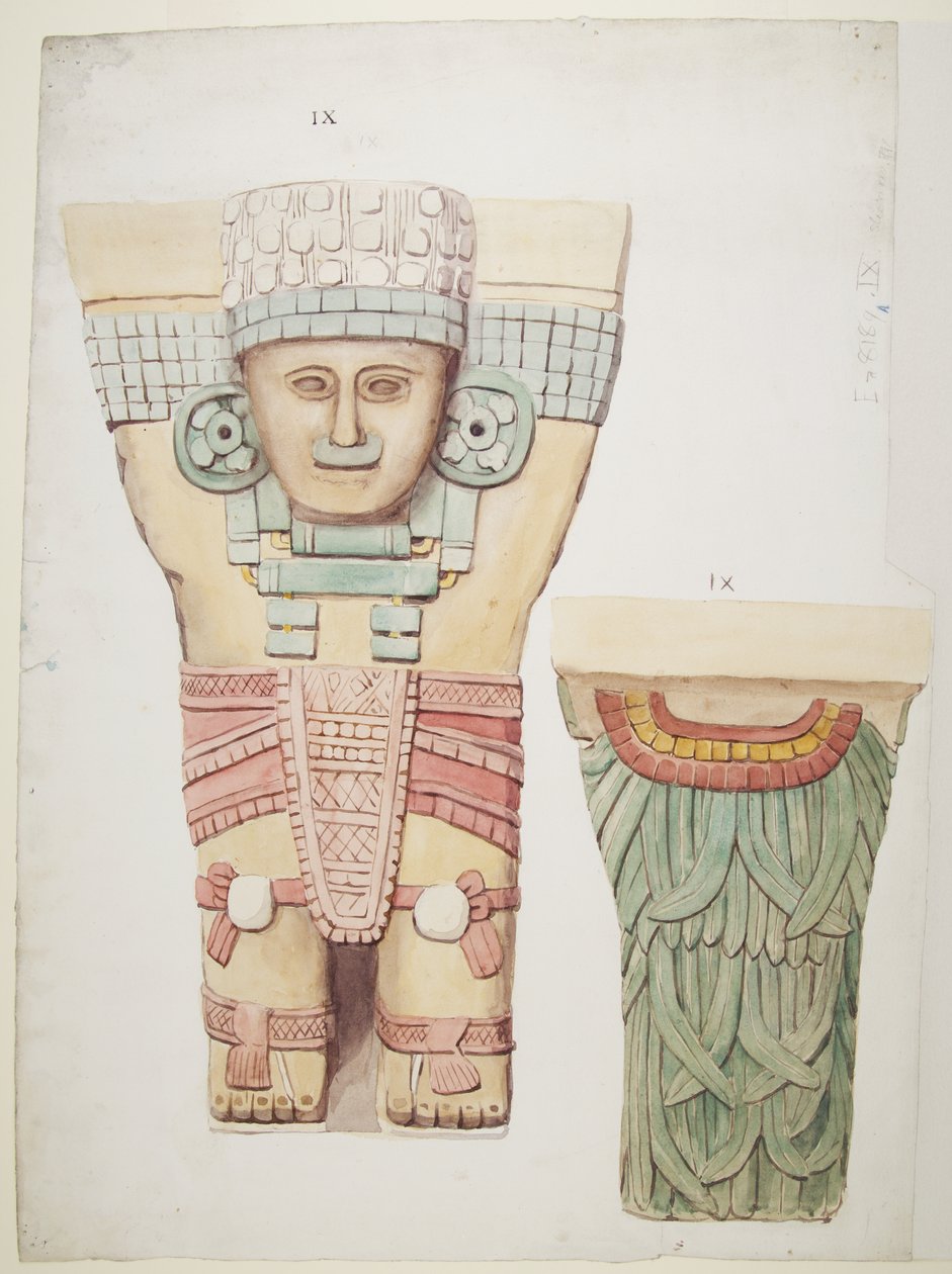 Karyatide aus der äußeren Kammer, Tempel A, Ballspielplatz Chichen Itza, Mexiko von Adela Breton