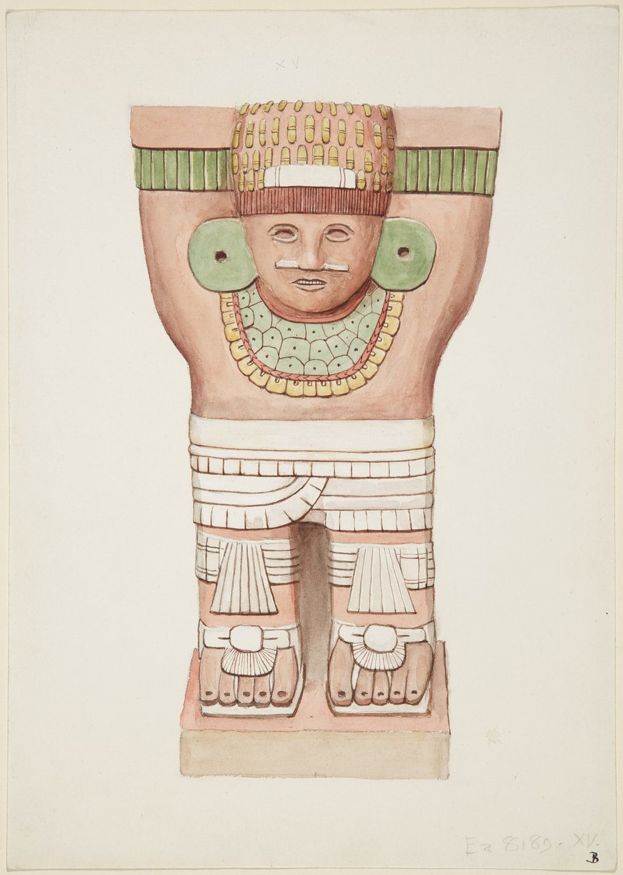 Karyatide aus der äußeren Kammer, Tempel A, Ballspielplatztempel, Chichen Itza, Mexiko von Adela Breton
