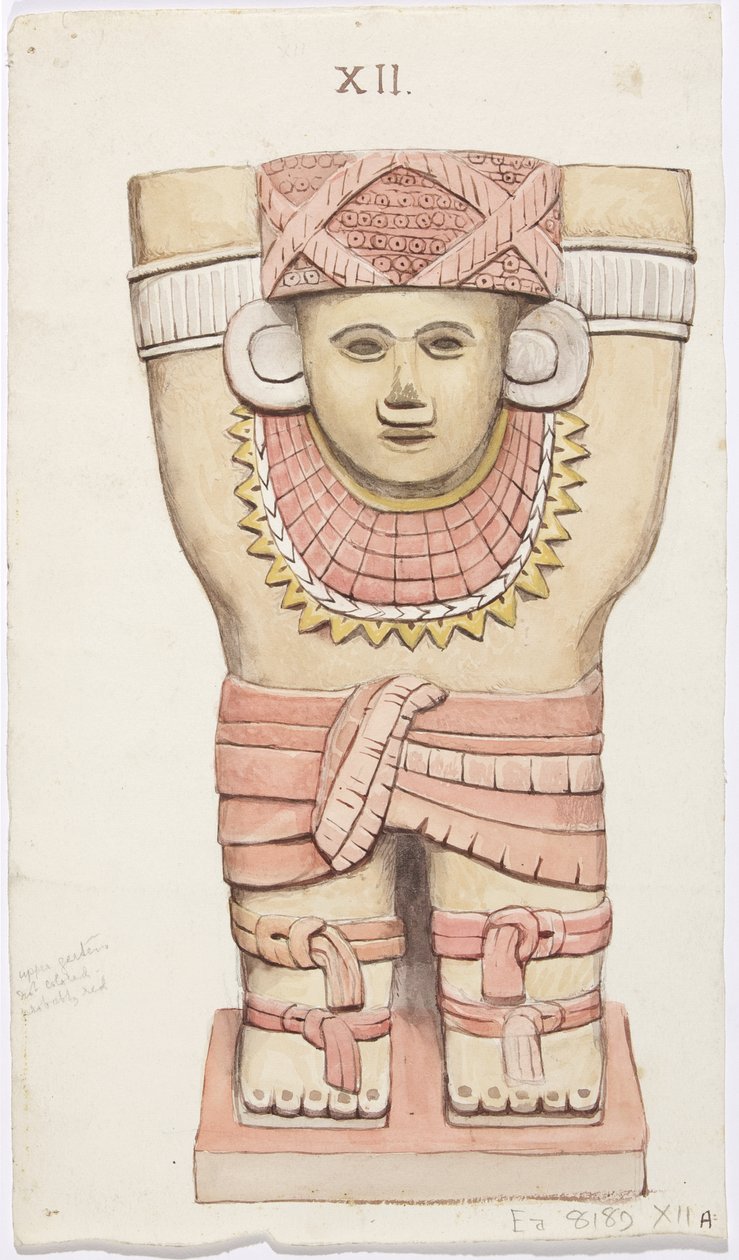 Karyatide aus der äußeren Kammer, Tempel A, Ballspielplatz, Chichen Itza, Mexiko von Adela Breton