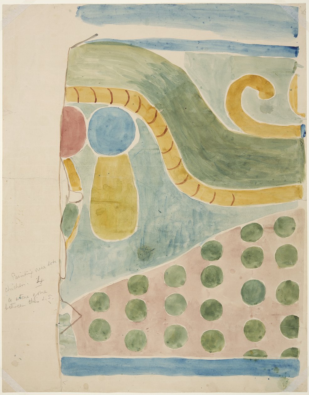 Gemälde eines Teils eines Wandgemäldes, das ein Menschenopfer darstellt, über der inneren Tür der inneren Kammer, Oberer Tempel der Jaguare, Chichen Itza, Mexiko von Adela Breton