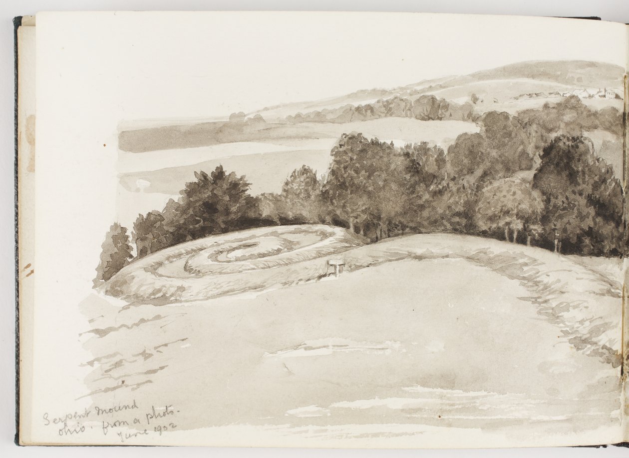 Skizzenbuch mit Tinten- und Graphitzeichnungen und Aquarellen von Adela Breton