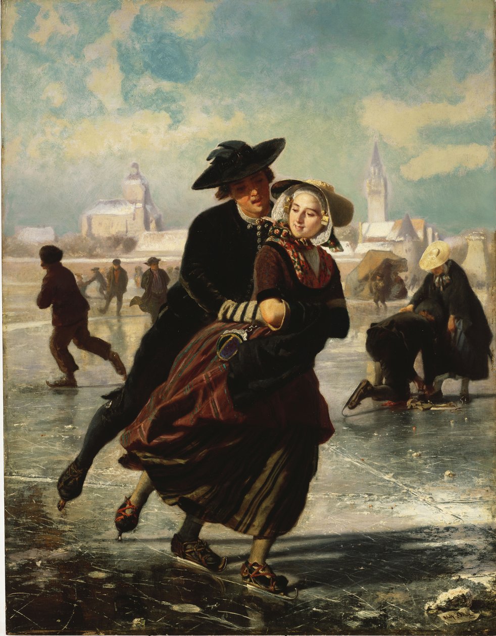 Liebende beim Schlittschuhlaufen von Adolf Alexander Dillens