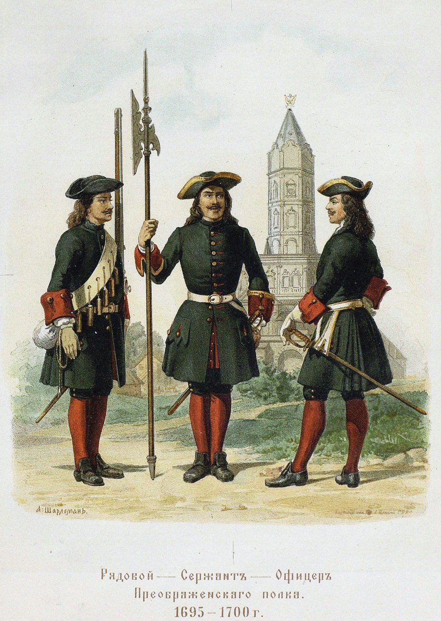 Uniformen des Preobraschenski-Regiments, 1695-1700, 1901-1904 von Adolf Charlemagne