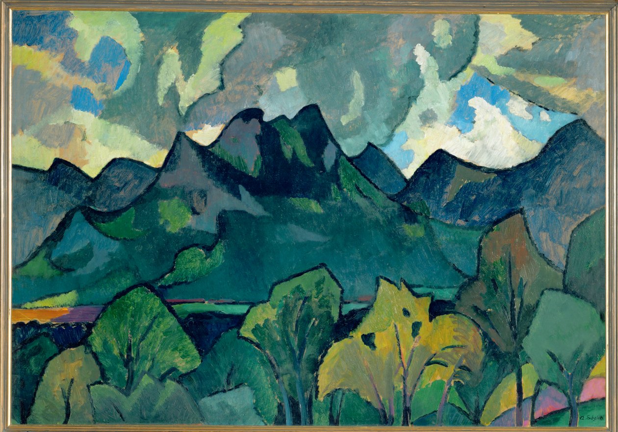 Bayerische Berglandschaft bei Brannenburg von Adolf Erbsloh