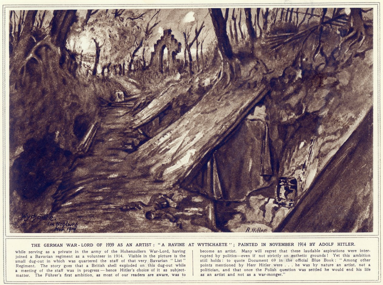 Eine Schlucht bei Wytschaete, gemalt im November 1914, veröffentlicht in 
