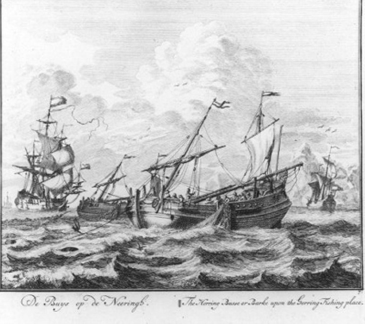 „Die Heringsbüse auf dem Fangplatz“ (Nr. 7 aus der Serie Heringsfang) von Adolf van der Laan