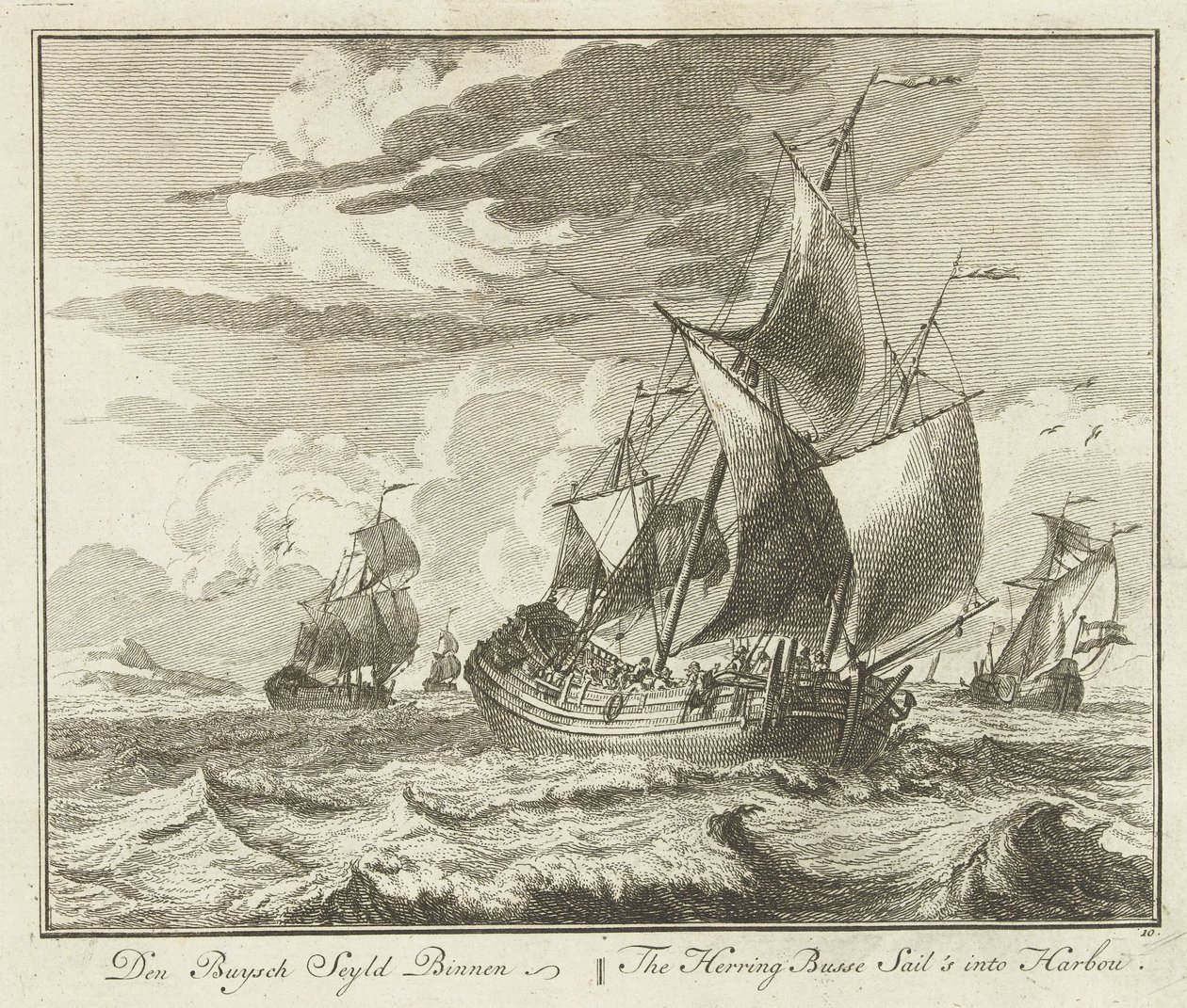 Heringbuss segelt heimwärts, ca. 1725 von Adolf van der Laan