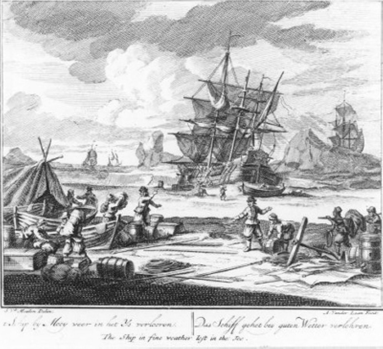 „Das Schiff ging bei schönem Wetter im Eis verloren“ (Nr. 12 aus der Serie Walfang) von Adolf van der Laan