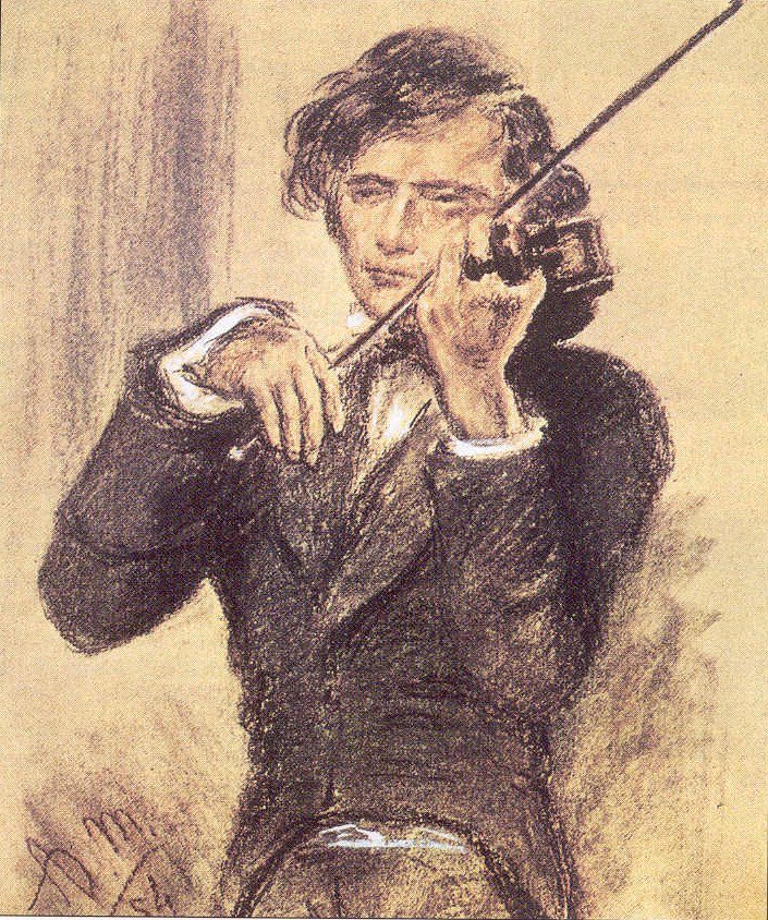 Kreidezeichnung von Joseph Joachim von Adolph Menzel