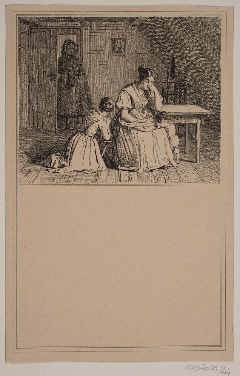 Eine arme Familie. Nr. 25 in Chr. Winther und M. Rørbye, "25 Bilder für kleine Kinder" von Johan Adolph Kittendorff