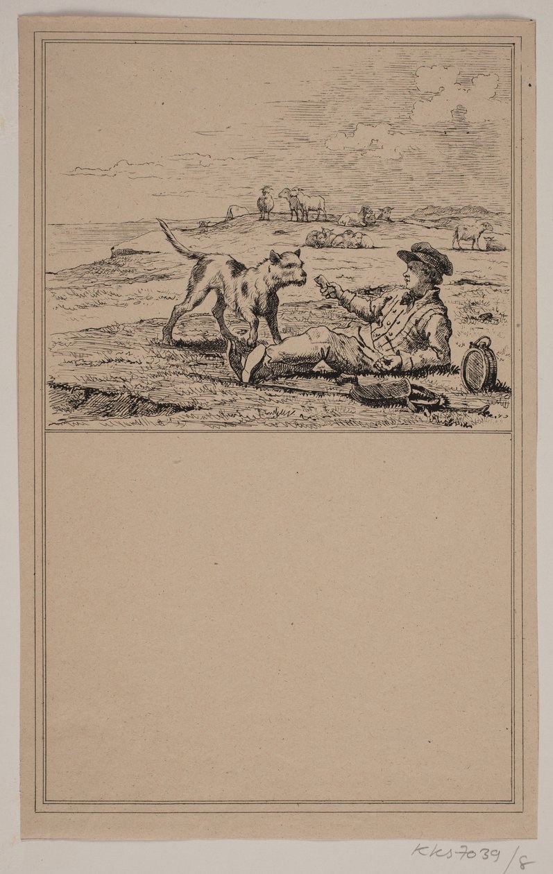 Der Hirte und der Hund. Nr. 7 in Chr. Winther und M. Rørbye, 25 Bilder für kleine Kinder von Johan Adolph Kittendorff