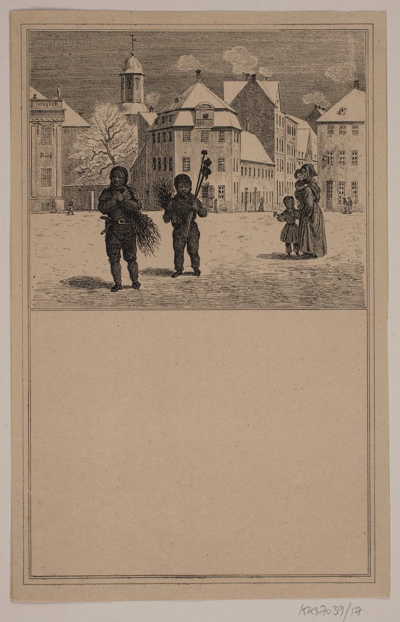 Die Schornsteinfeger. Nr. 16 in Chr. Winther und M. Rørbye, "25 Bilder für kleine Kinder" von Johan Adolph Kittendorff