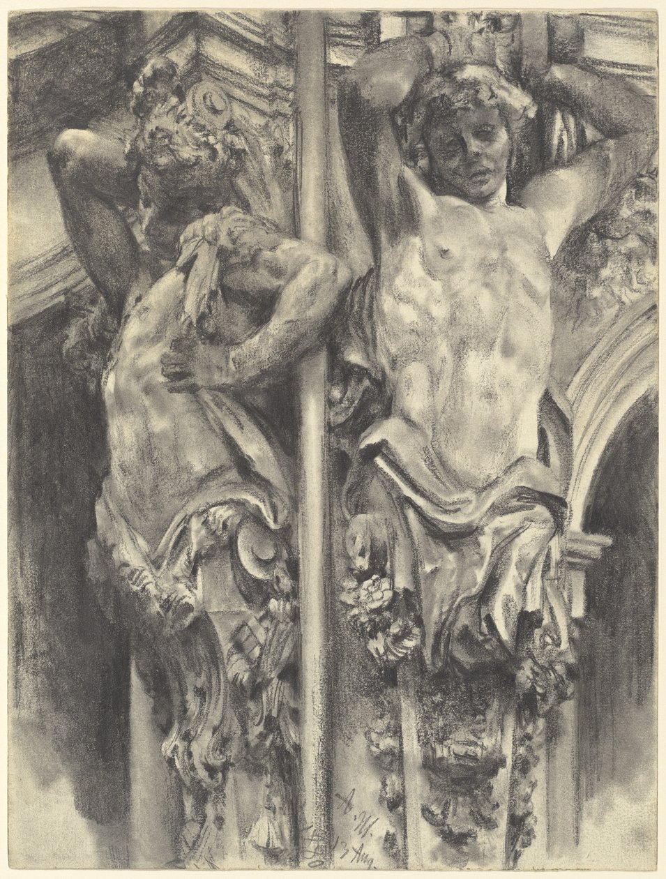 Atlanten am Wallpavillon des Dresdner Zwingers von Adolph Menzel