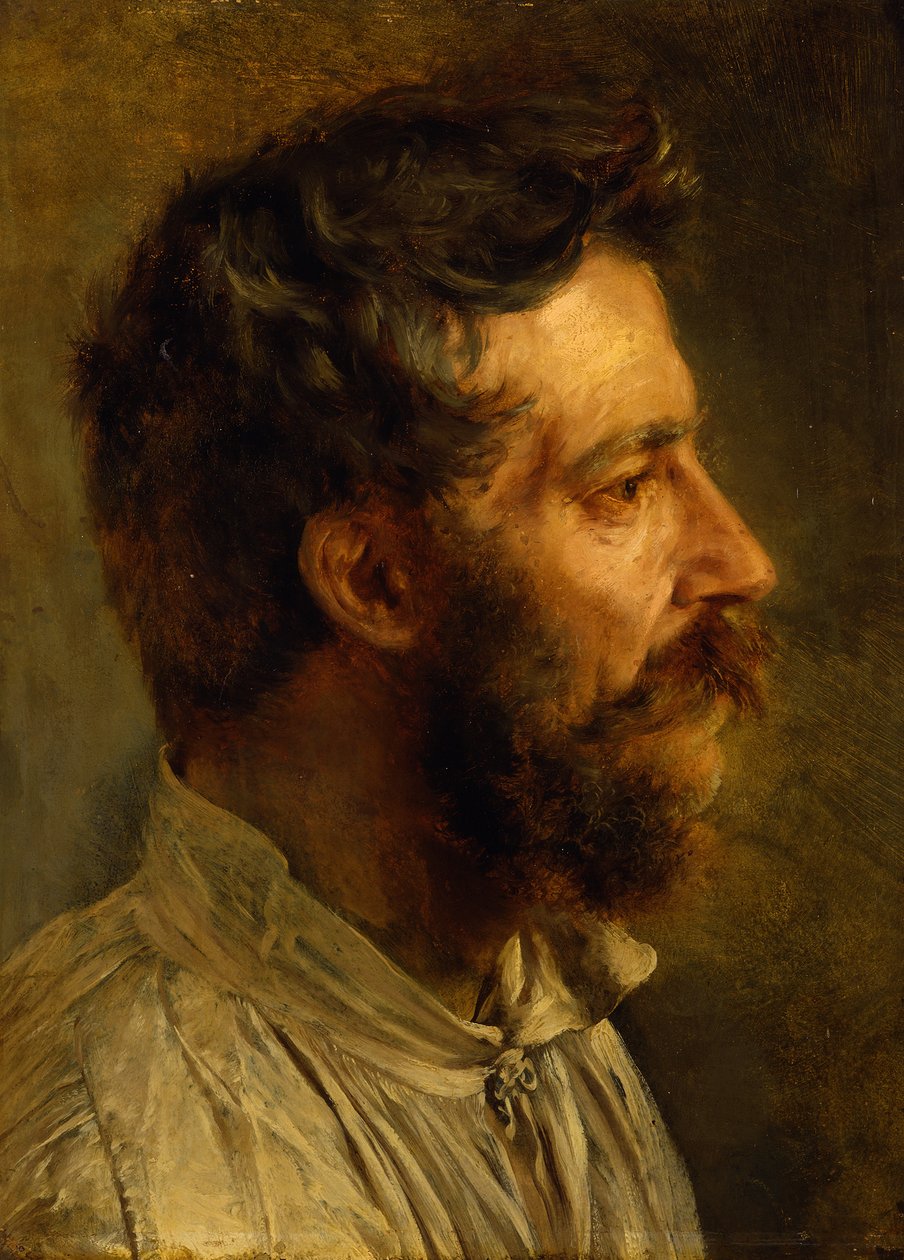 Bärtiger Arbeiterkopf im Profil von Adolph Menzel
