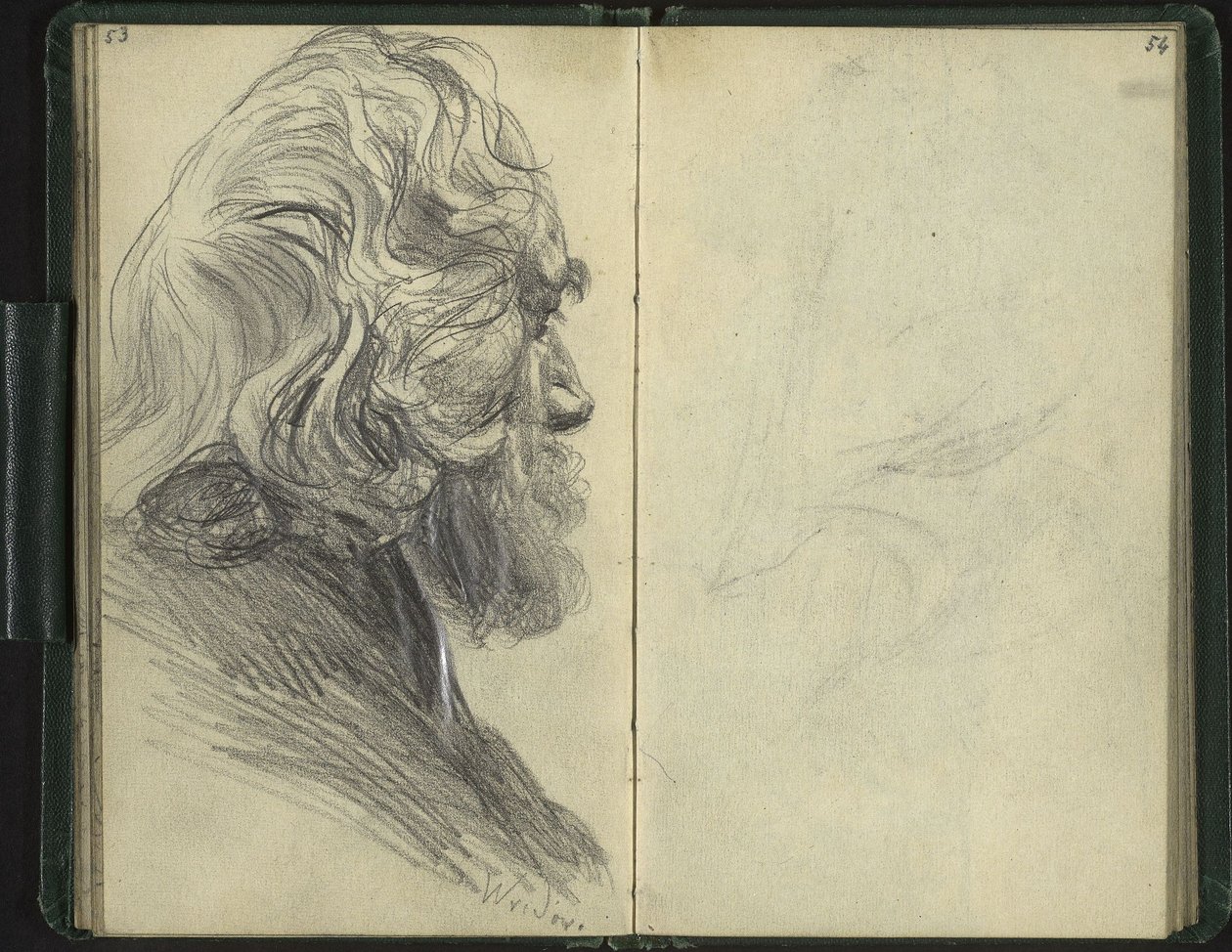 Bärtiger Mann im verlorenen Profil von Adolph Menzel