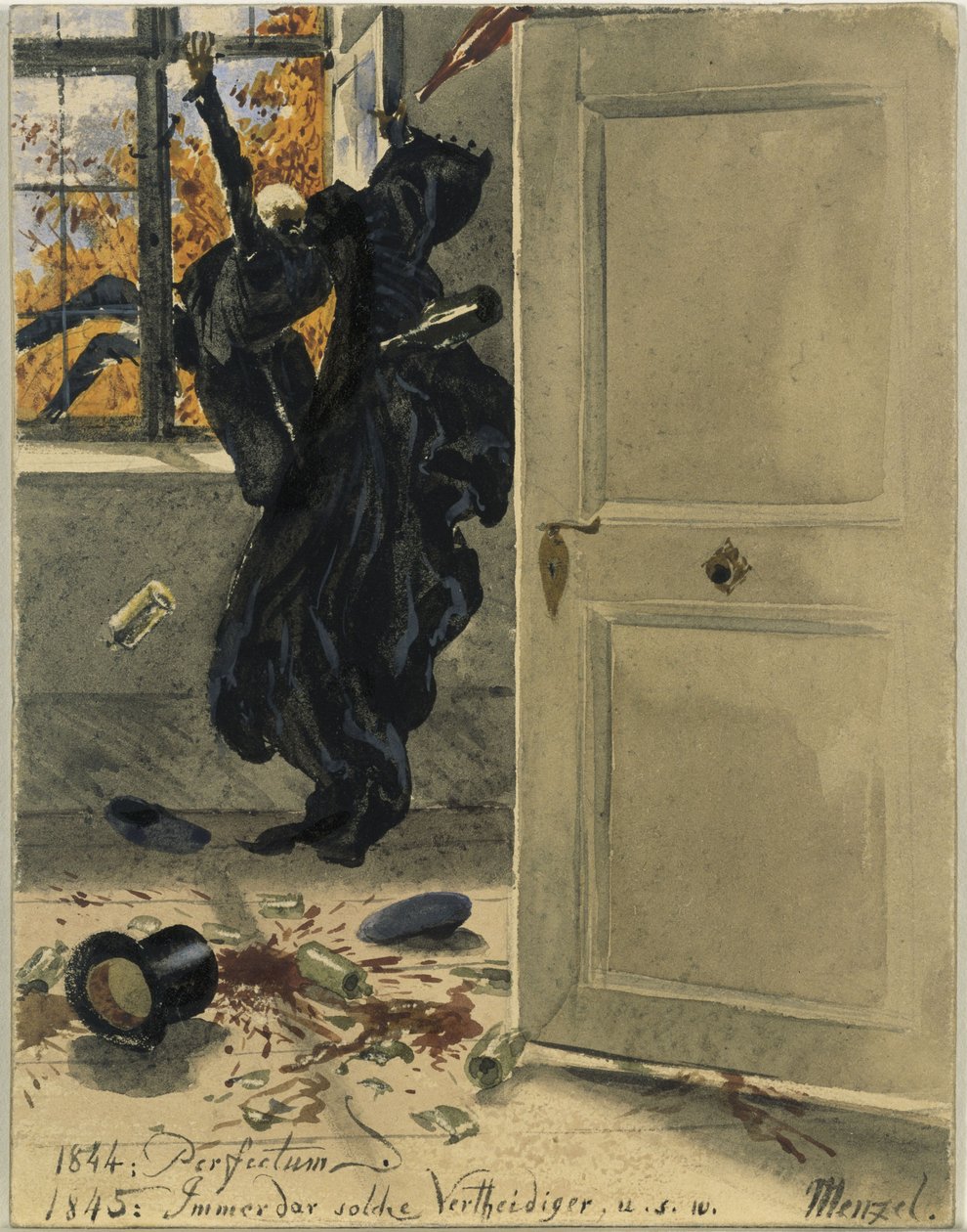 Der Tod als ungebetener Gast. 1844: Perfectum; 1845: Immerdar solche Verteidiger, usw. von Adolph Menzel